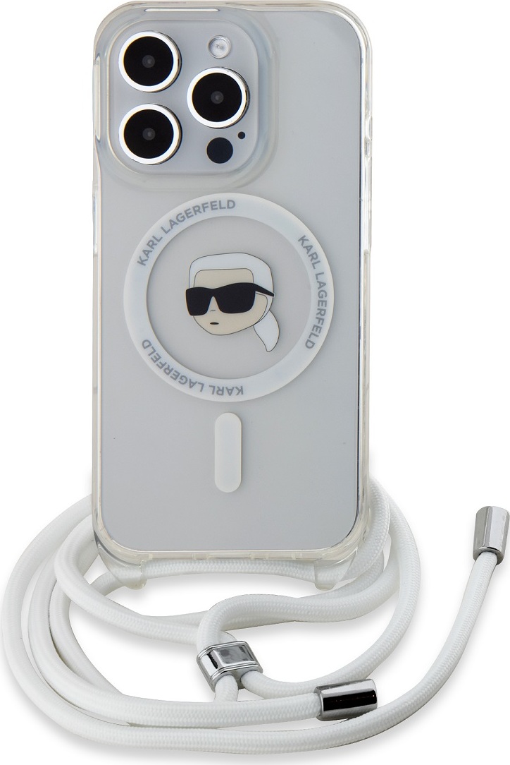 Karl Lagerfeld IML Crossbody Karl Head MagSafe zadní kryt iPhone 15 Pro Max čirý