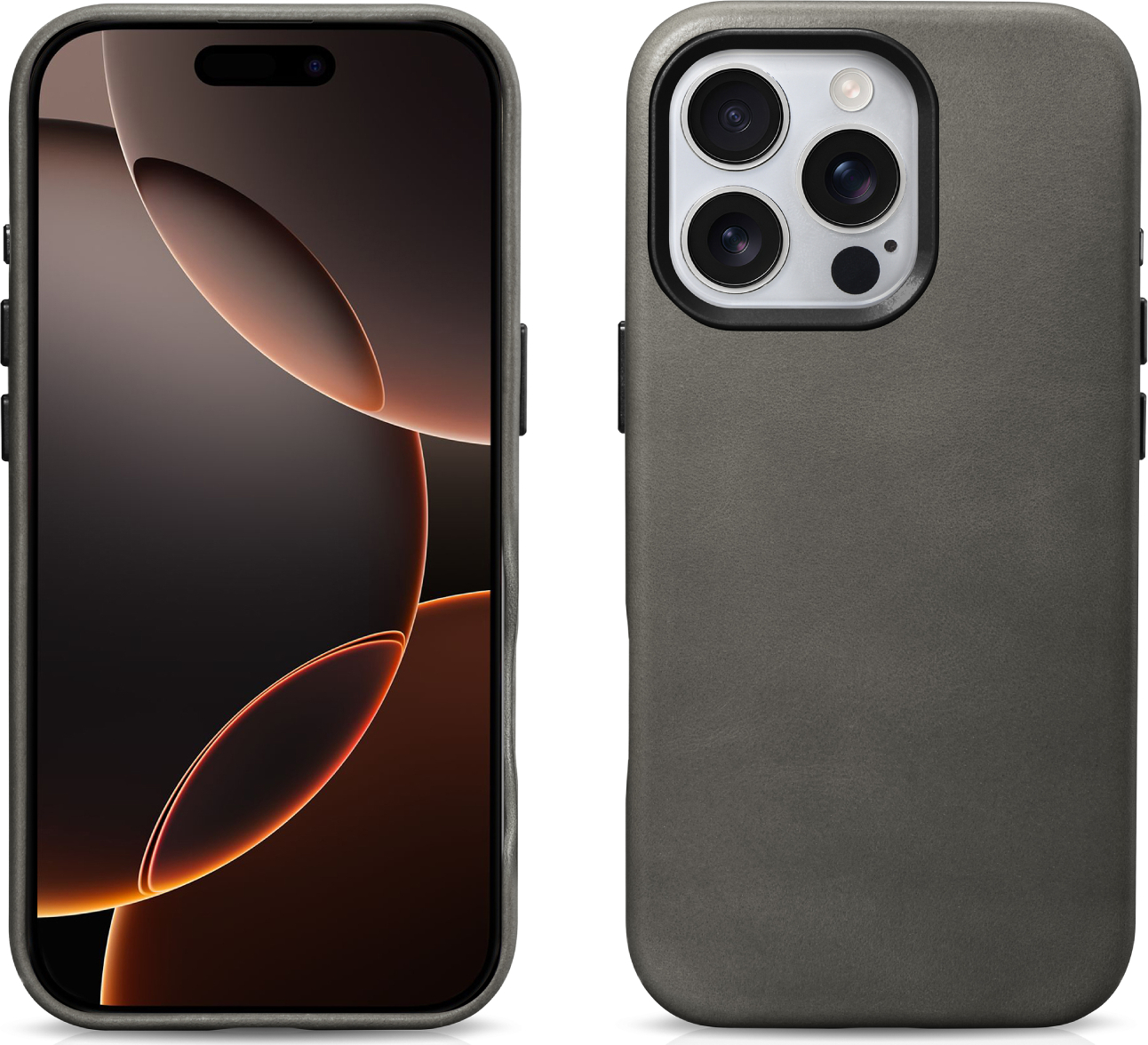 iCarer Kožený obal na iPhone 16 Pro MAX - iCarer, OilWax MagSafe Gray