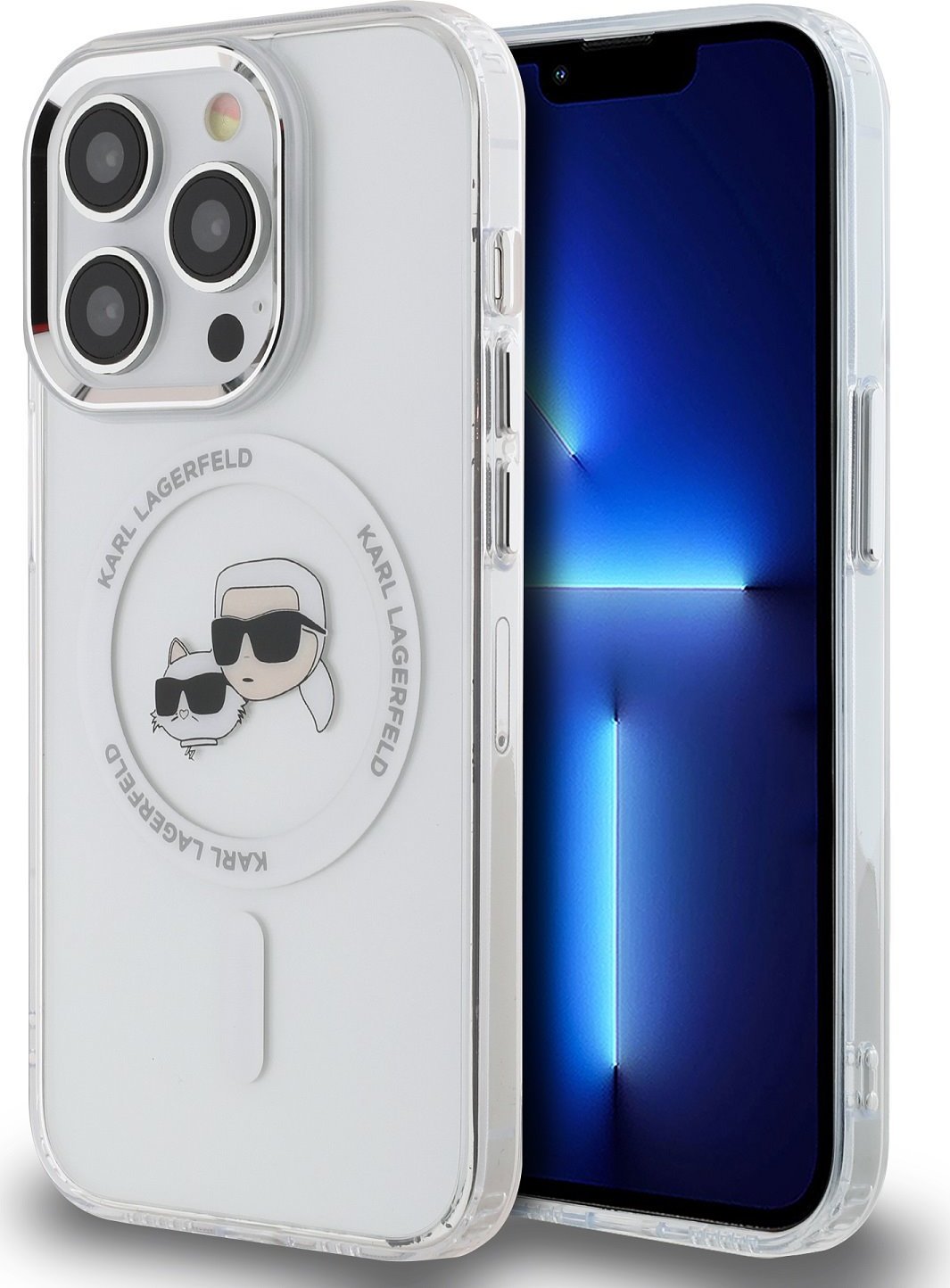 Karl Lagerfeld IML K&CH Heads Metal Frame MagSafe kryt iPhone 15 Pro Max čirý