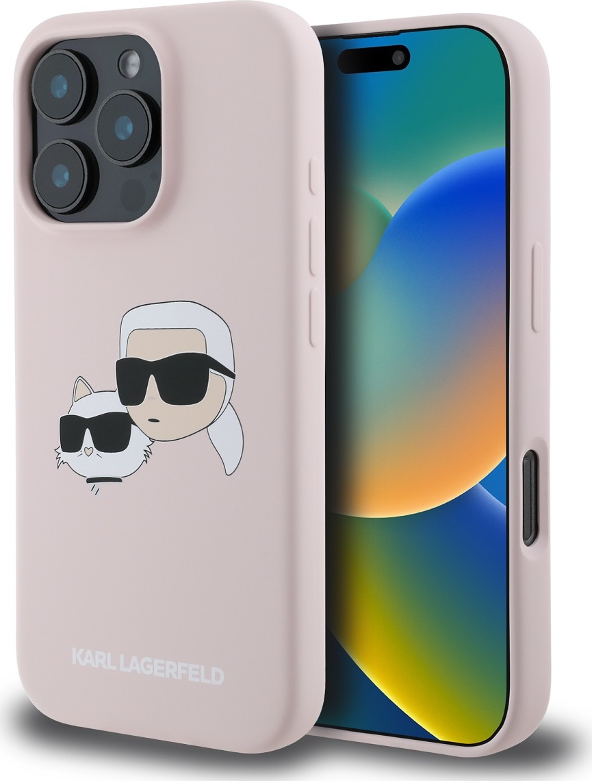 Karl Lagerfeld Liquid Silicone Double Heads MagSafe kryt iPhone 16 Pro Max růžový