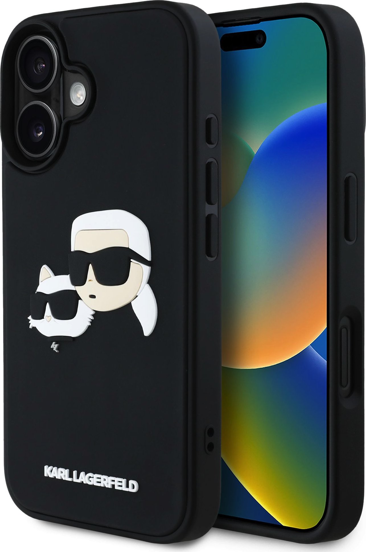 Karl Lagerfeld 3D Rubber Double Heads kryt iPhone 16 černý
