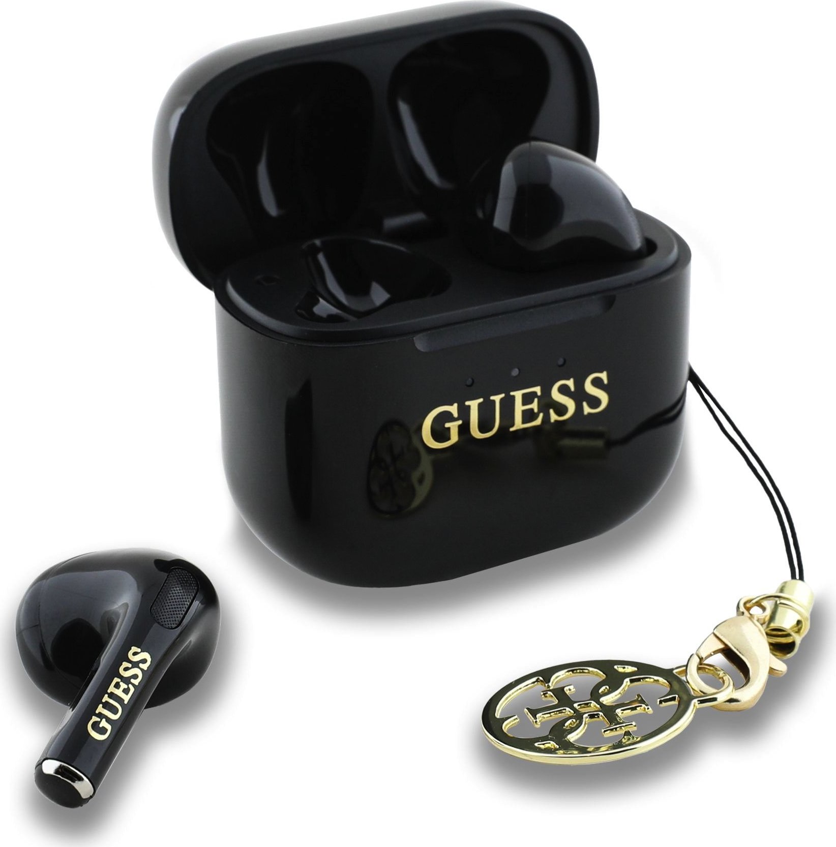 Guess Classic Logo Charm TWS bezdrátová sluchátka černá