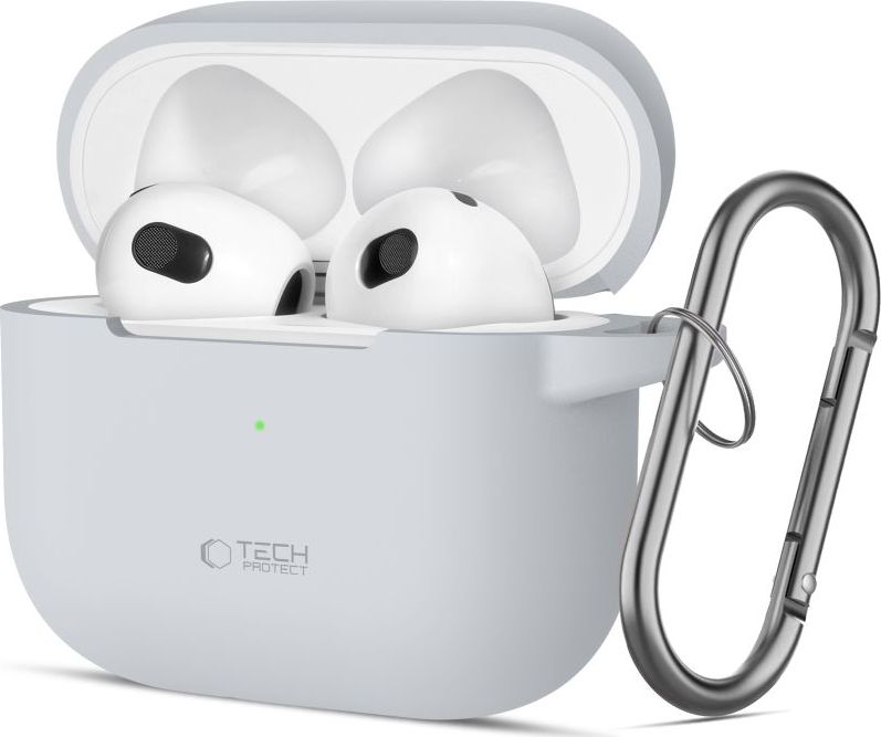 Tech-Protect Pouzdro s karabinou na sluchátka AirPods 3 - Tech-Protect, Silicone Hook Crayon Gray