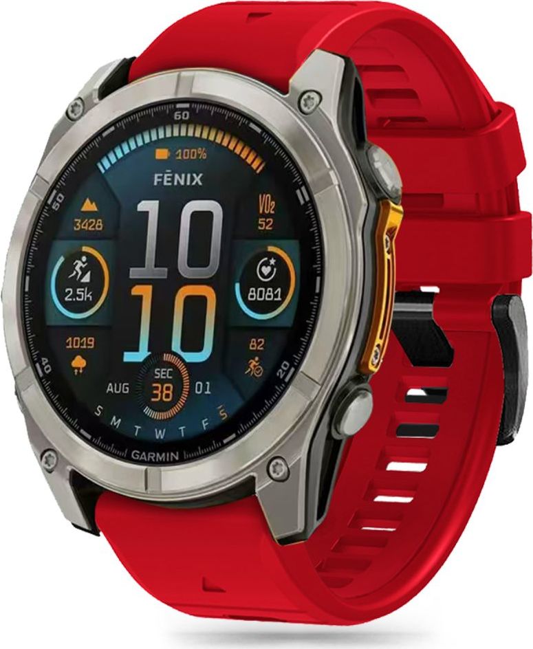 Tech-Protect Řemínek pro Garmin Fenix 5 / 6 / 6 PRO / 7 / 8 (47mm) / E - Tech-Protect, Silicone Line Red
