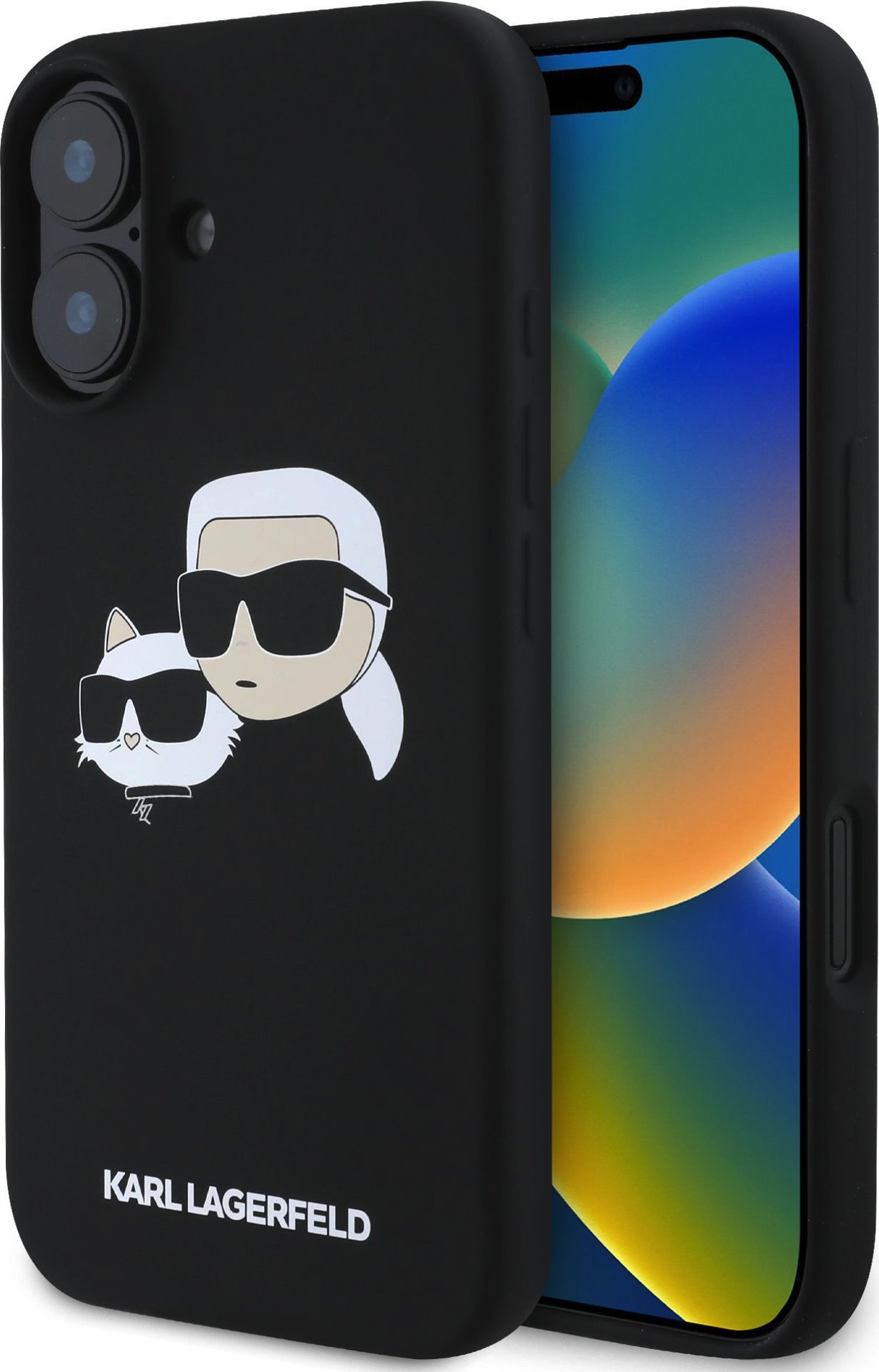 Karl Lagerfeld Liquid Silicone Double Heads MagSafe kryt iPhone 16 Plus černý
