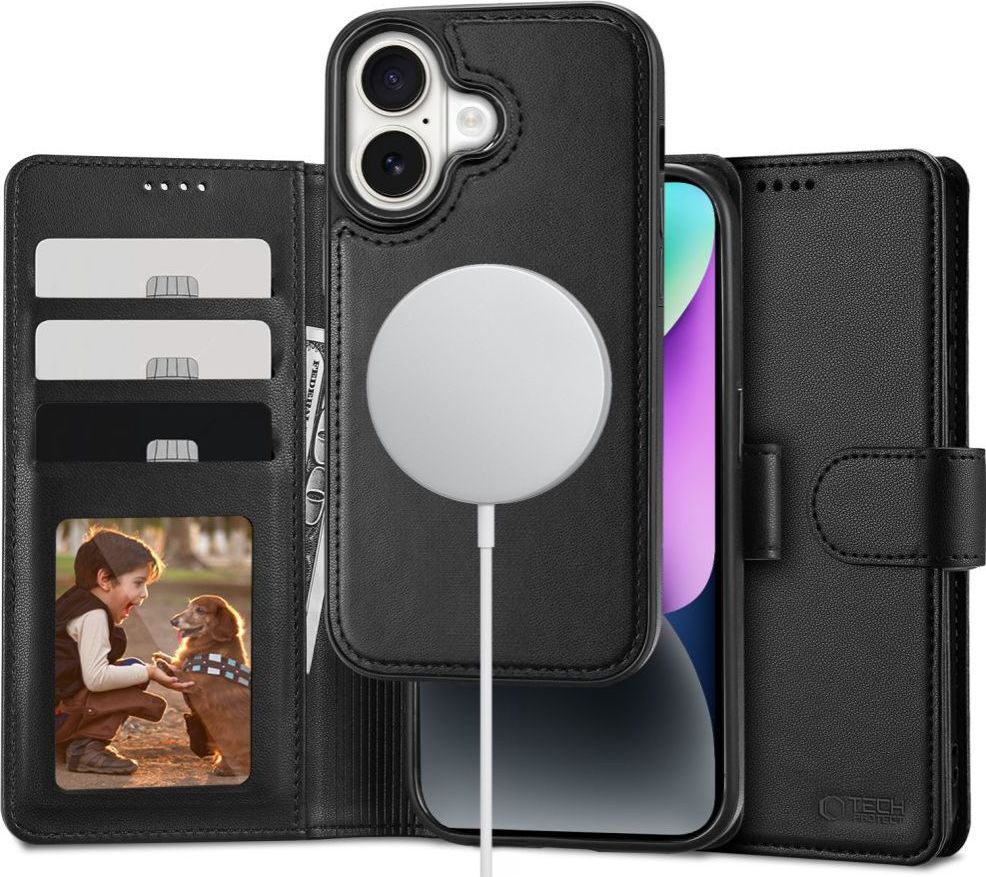 Tech-Protect Knížkové pouzdro na iPhone 16 - Tech-Protect, Wallet MagSafe Black