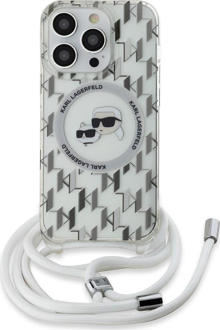 Karl Lagerfeld IML Monogram Crossbody K&CH Heads MagSafe zadní kryt iPhone 14 Pro čirý