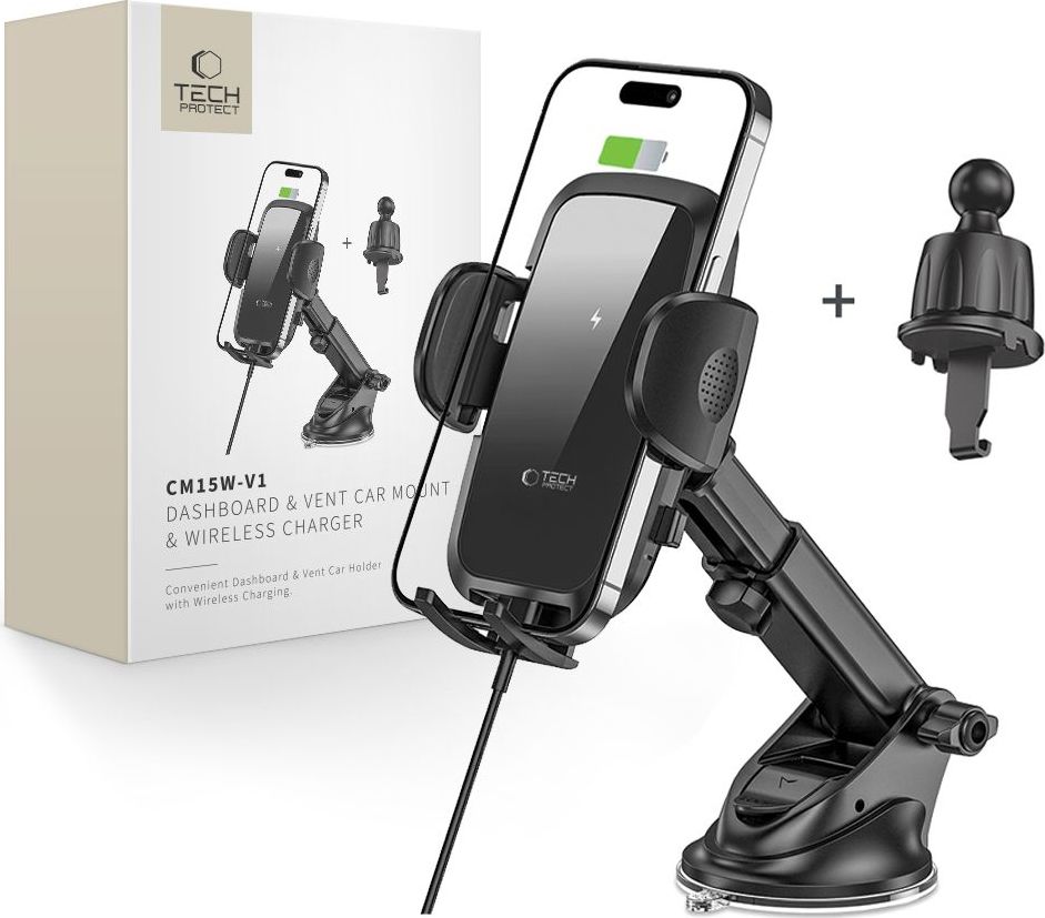 Tech-Protect Bezdrátová nabíječka / držák do auta - Tech-Protect, CM15W-V1 Dashboard & Vent