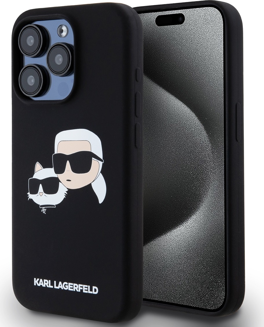 Karl Lagerfeld Liquid Silicone Double Heads Magsafe zadní kryt iPhone 15 Pro černý