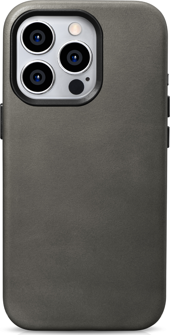 iCarer Kožený obal na iPhone 15 Pro MAX - iCarer, OilWax MagSafe Gray