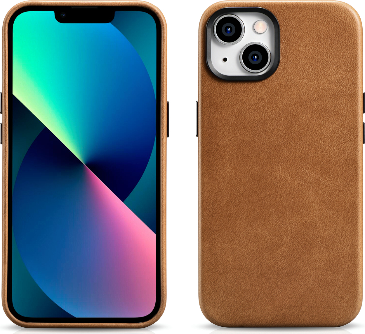 iCarer Kožený obal na iPhone 14 - iCarer, OilWax MagSafe Camel