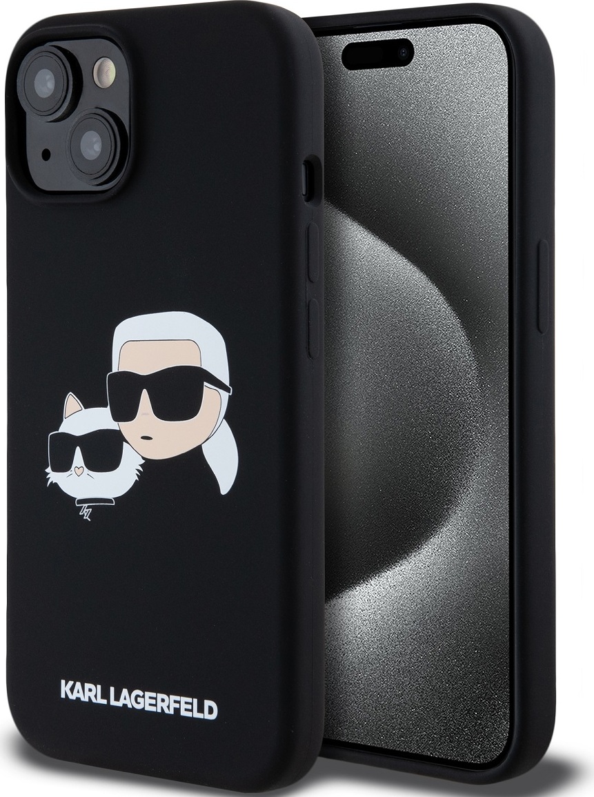 Karl Lagerfeld Liquid Silicone Double Heads Magsafe zadní kryt iPhone 15 Pro Max černý