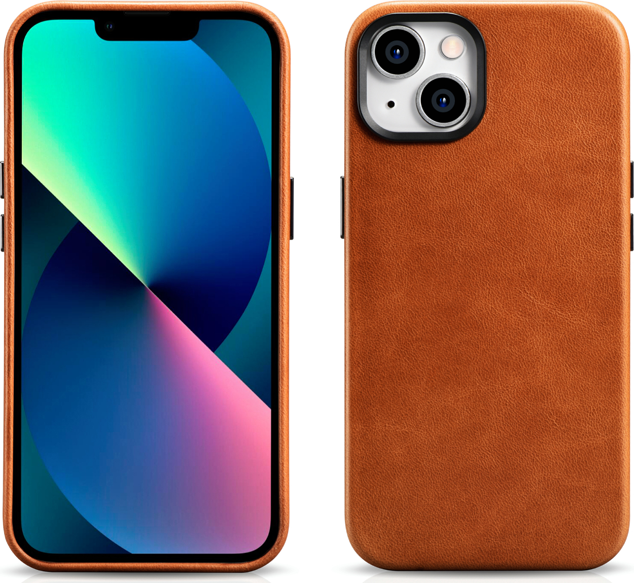 iCarer Kožený obal na iPhone 14 - iCarer, OilWax MagSafe Retro