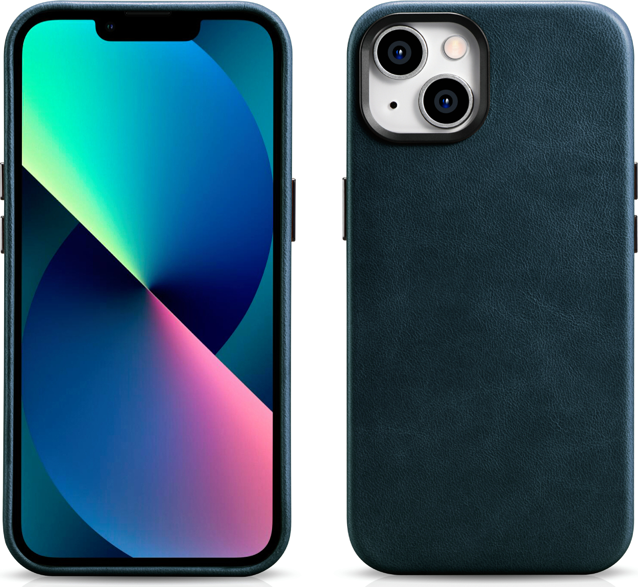 iCarer Kožený obal na iPhone 14 - iCarer, OilWax MagSafe Blue