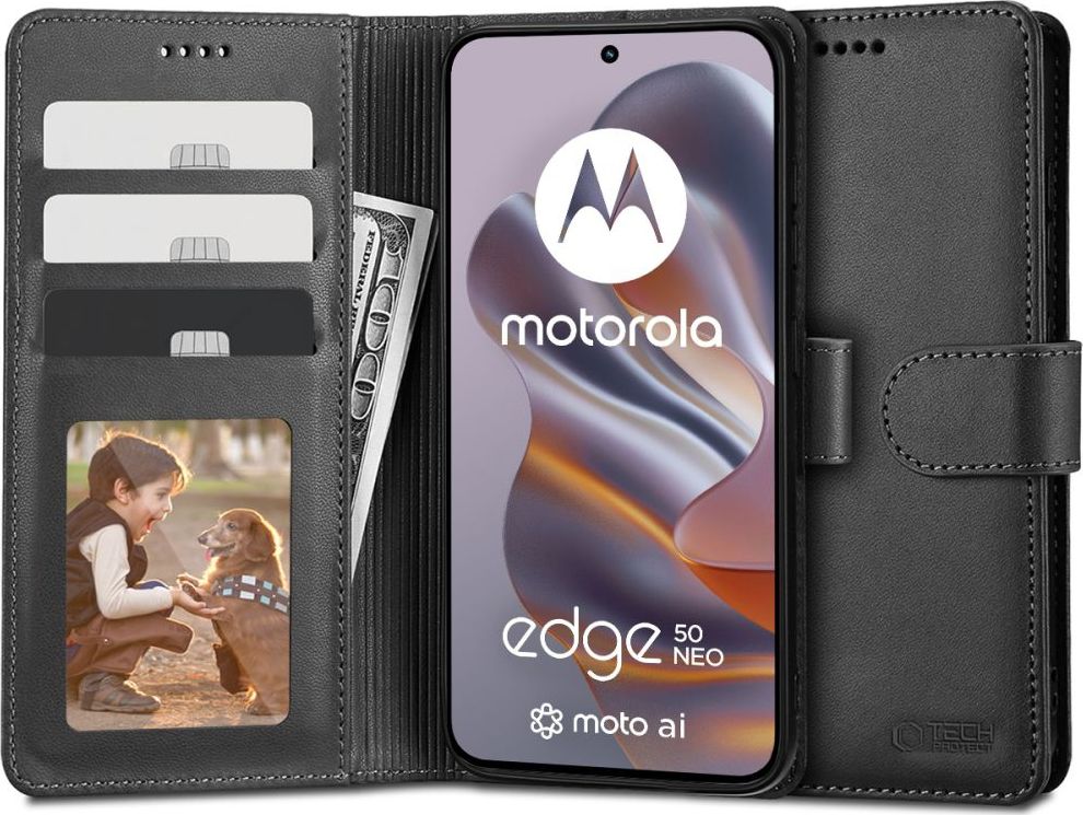 Tech-Protect Ochranné pouzdro pro Motorola Moto EDGE 50 Neo - Tech-Protect, Wallet Black