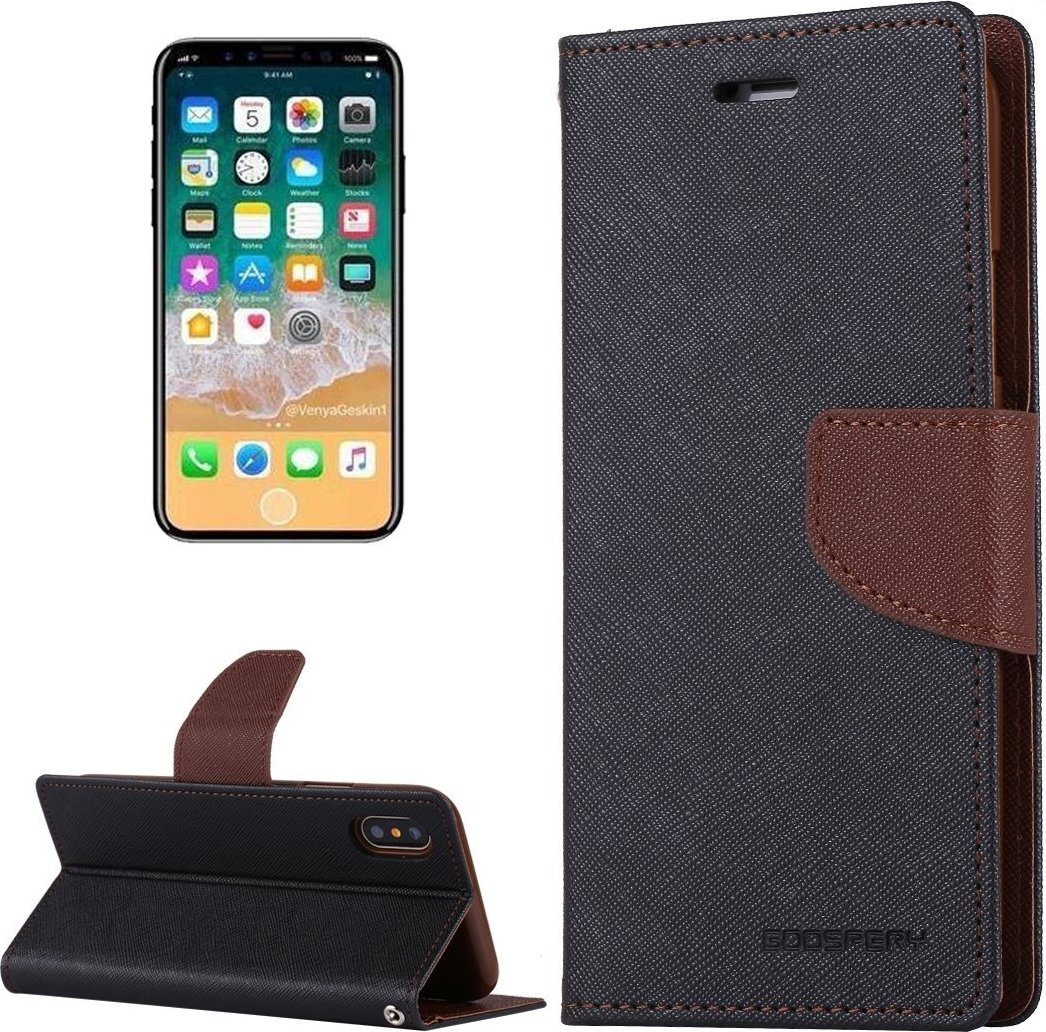 Mercury Pouzdro / kryt pro iPhone XS / X - Mercury, Fancy Diary BLACK/BROWN