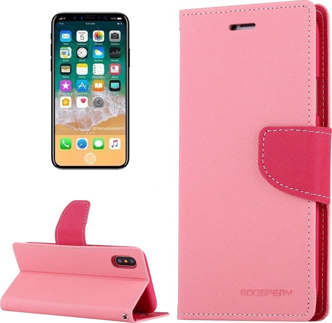 Mercury Pouzdro / kryt pro iPhone XS / X - Mercury, Fancy Diary PINK/HOTPINK