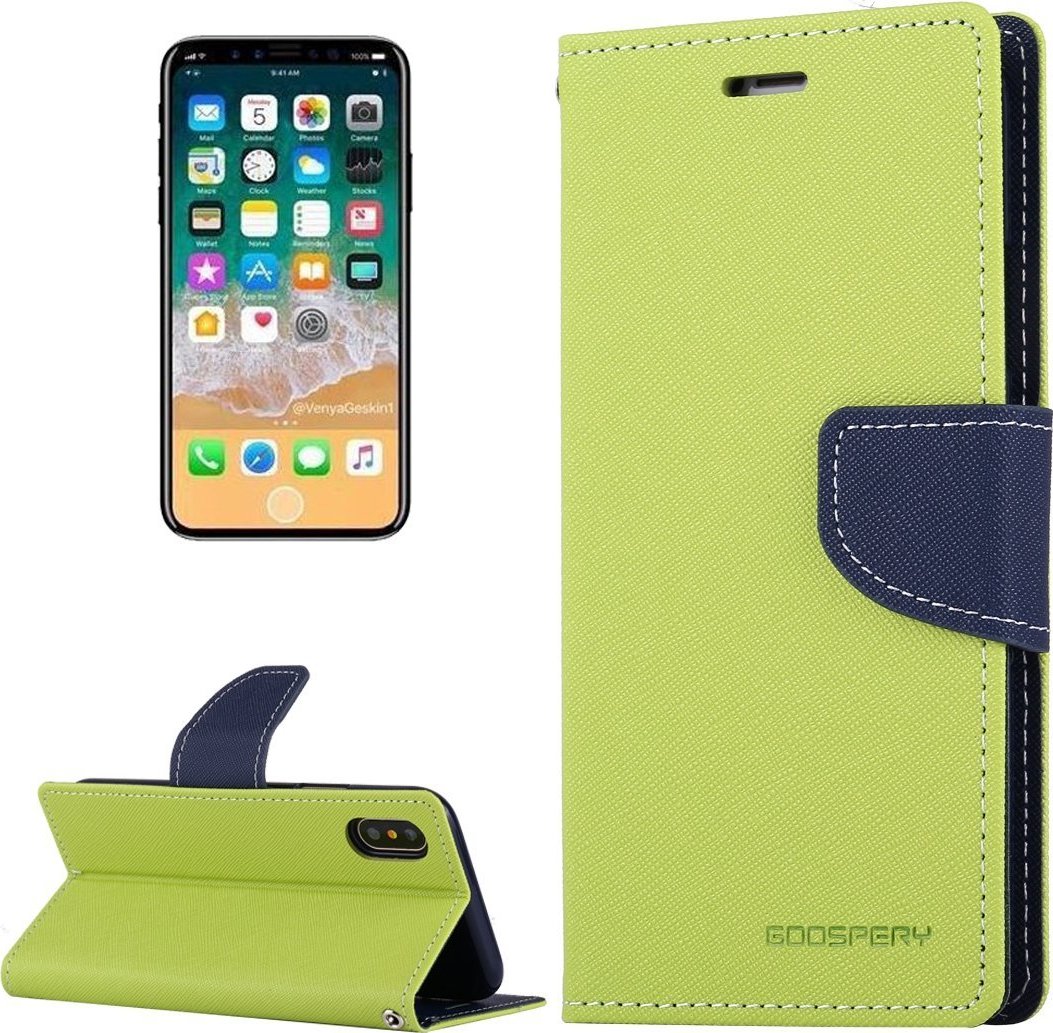 Mercury Pouzdro / kryt pro iPhone XS / X - Mercury, Fancy Diary LIME/NAVY