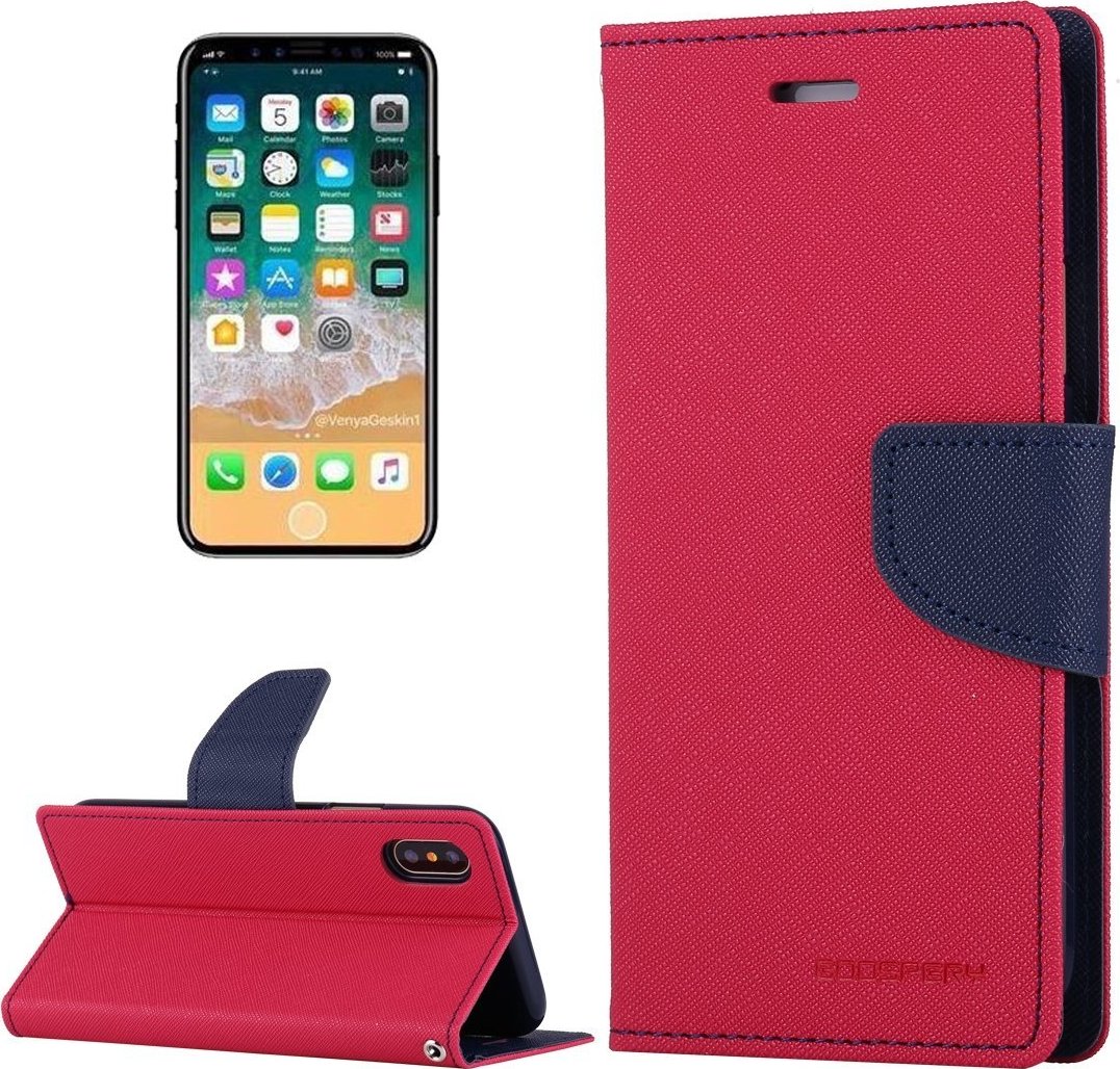 Mercury Pouzdro / kryt pro iPhone XS / X - Mercury, Fancy Diary HOTPINK/NAVY