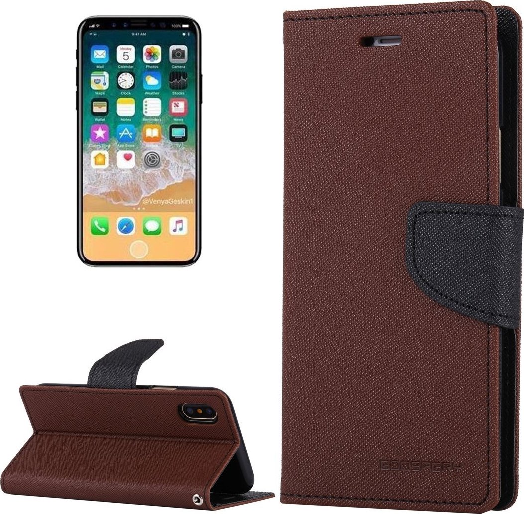 Mercury Pouzdro / kryt pro iPhone XS / X - Mercury, Fancy Diary BROWN/BLACK