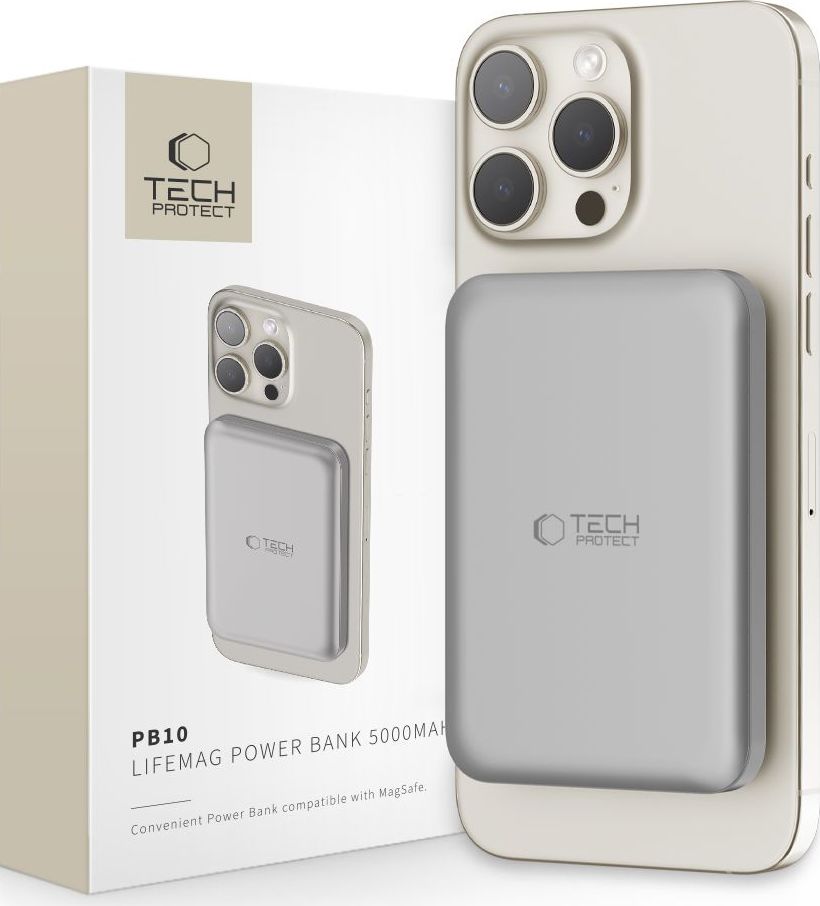 Tech-Protect Powerbanka s MagSafe pro iPhone - Tech-Protect, PB10 LifeMag 5000mAh Titanium