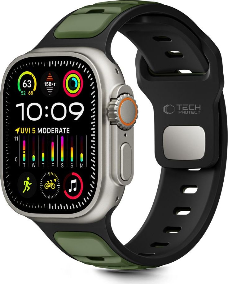 Tech-Protect Řemínek na Apple Watch 44mm / 45mm / 46mm / 49mm - Tech-Protect, Iconband Line Black/Green