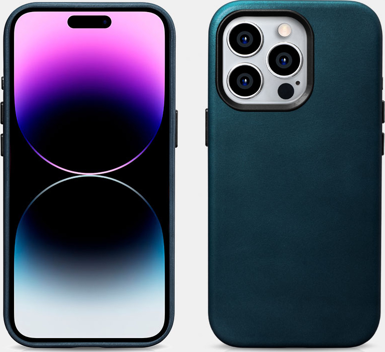 iCarer Kožený obal na iPhone 15 Pro MAX - iCarer, OilWax MagSafe Blue