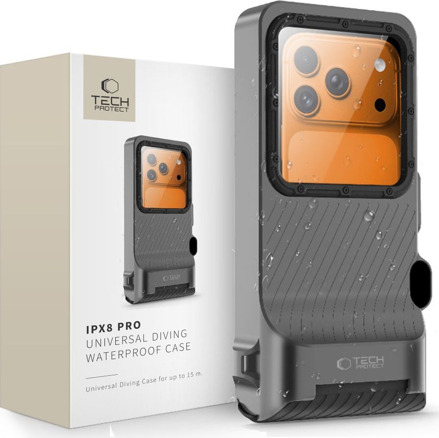 Tech-Protect Univerzální voděodolné pouzdro - Tech-Protect, IPX8 Pro Diving Waterproof Case Gray