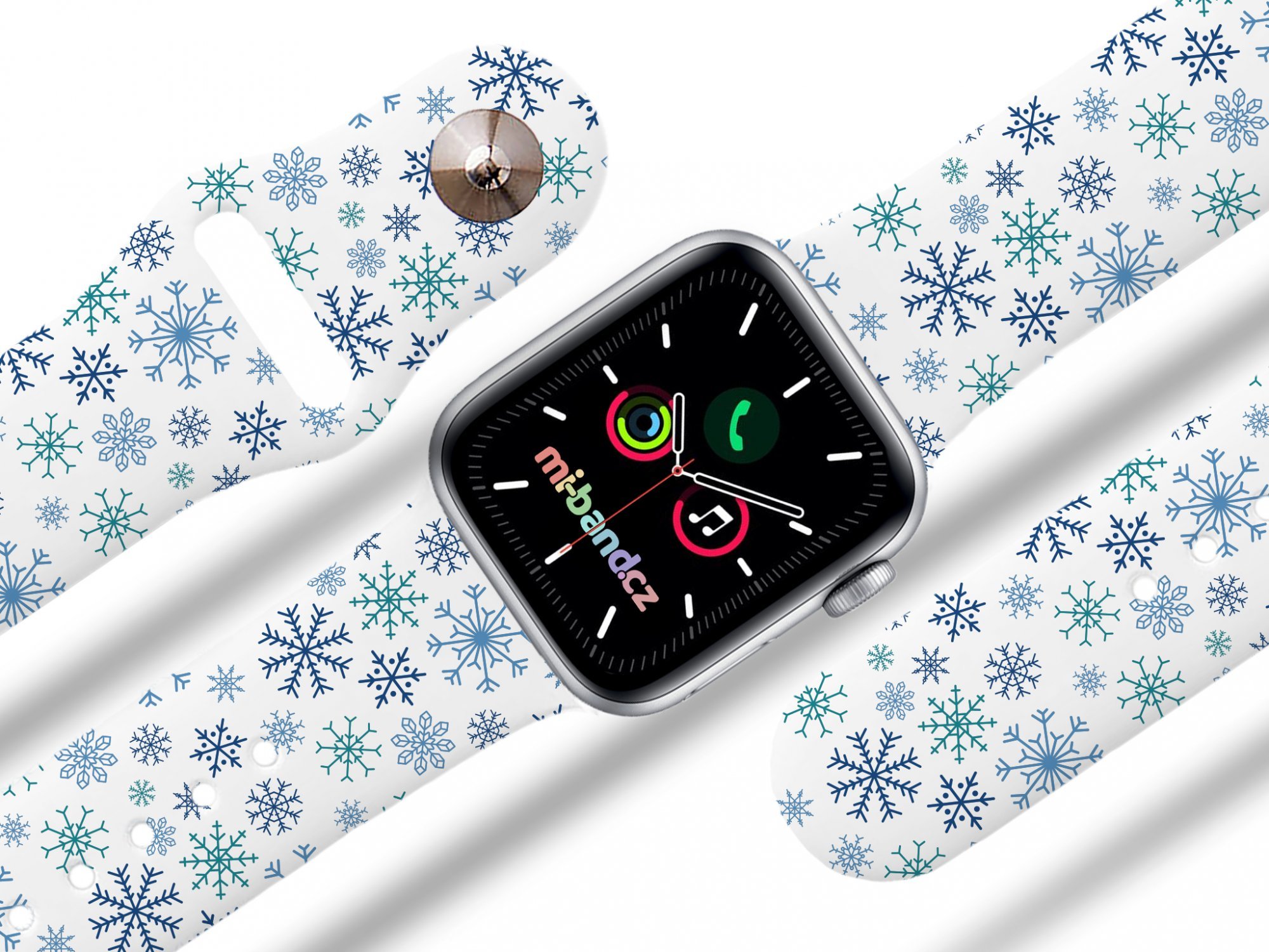 Mi-band Apple watch řemínek Vločky Barva: Bílá, Rozměr: 38/40/41/42(S10)mm