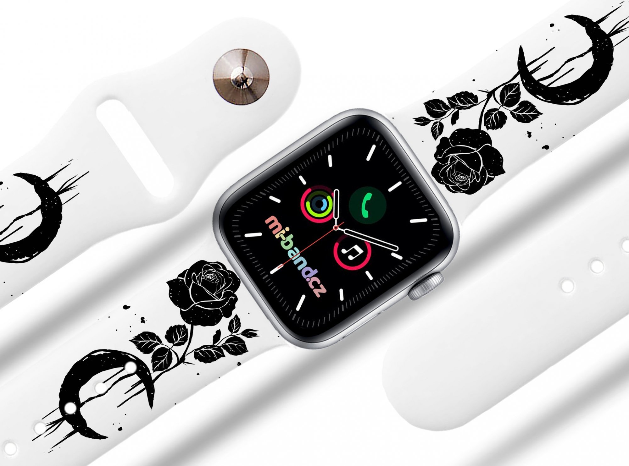 Mi-band Apple watch řemínek Černá růže Rozměr: 38/40/41/42(S10)mm, barva pásku: bílá