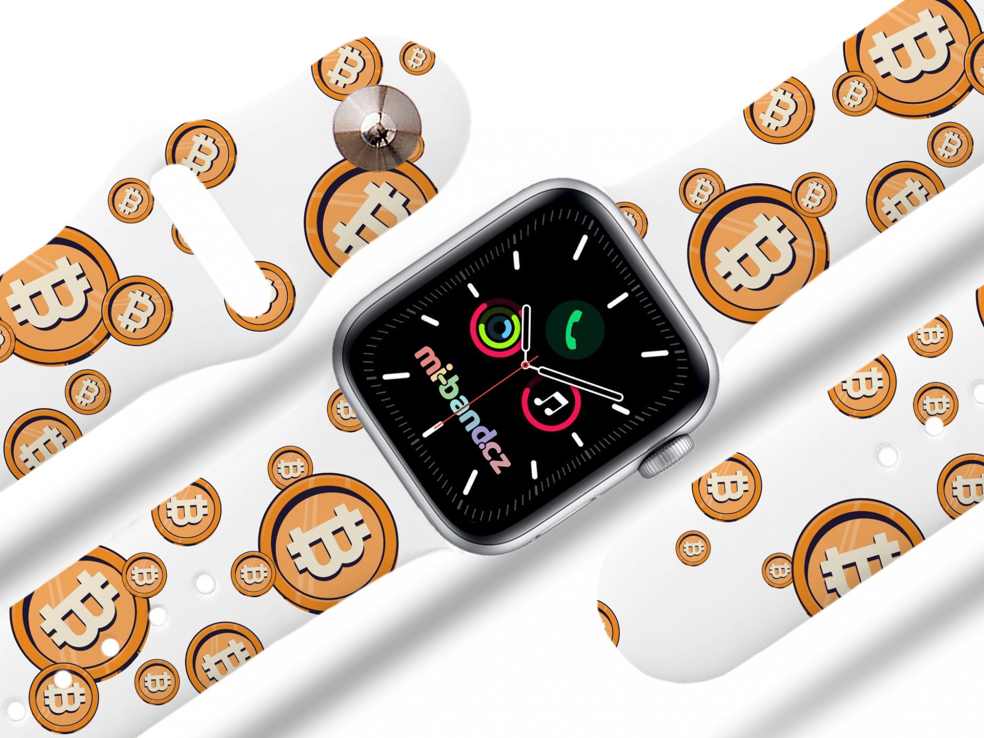 Mi-band Apple watch řemínek Bitcoin Barva: Bílá, Rozměr: 38/40/41/42(S10)mm