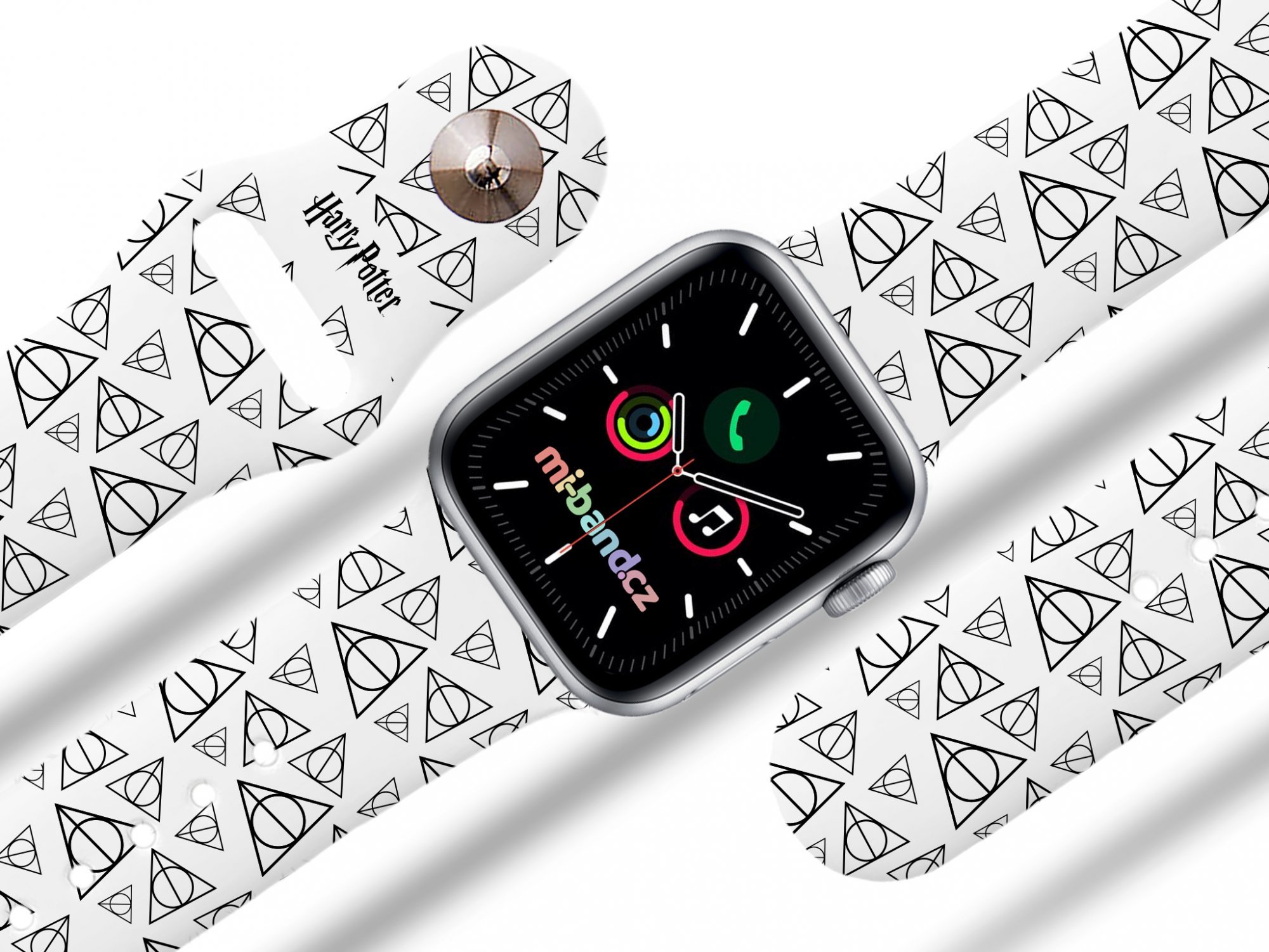 Miband Apple watch řemínek Harry Potter - Relikvie smrti Rozměr: 42/44/45/46/49mm, barva pásku: bílá