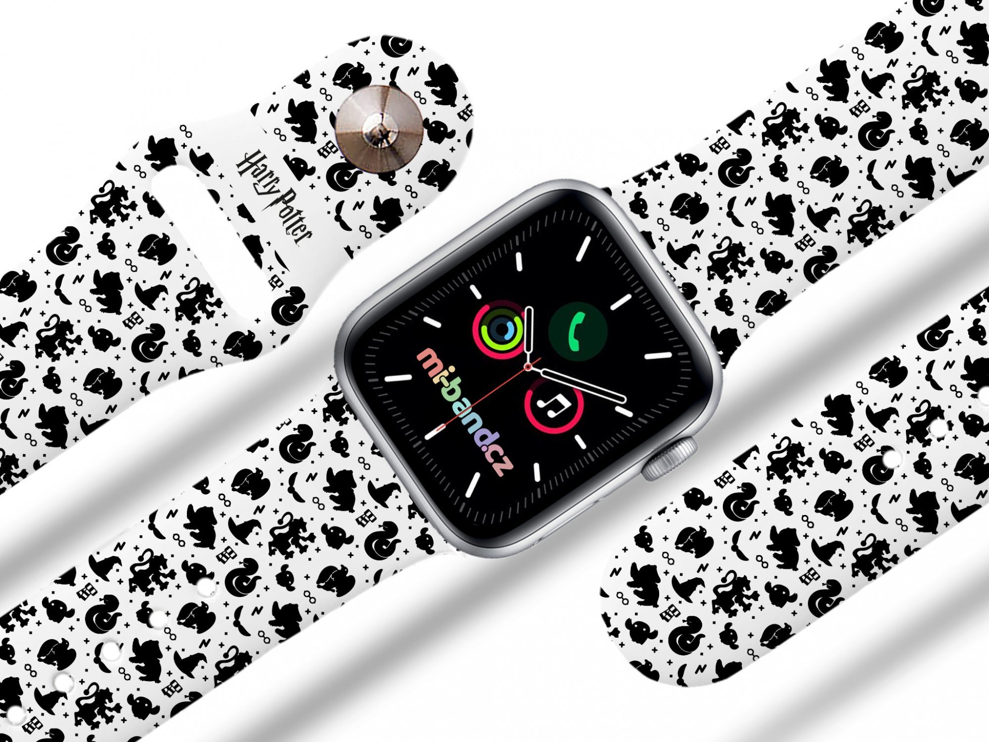 Miband Apple watch řemínek Harry Potter - Harry Potter charms 3 Rozměr: 42/44/45/46/49mm, barva pásku: bílá