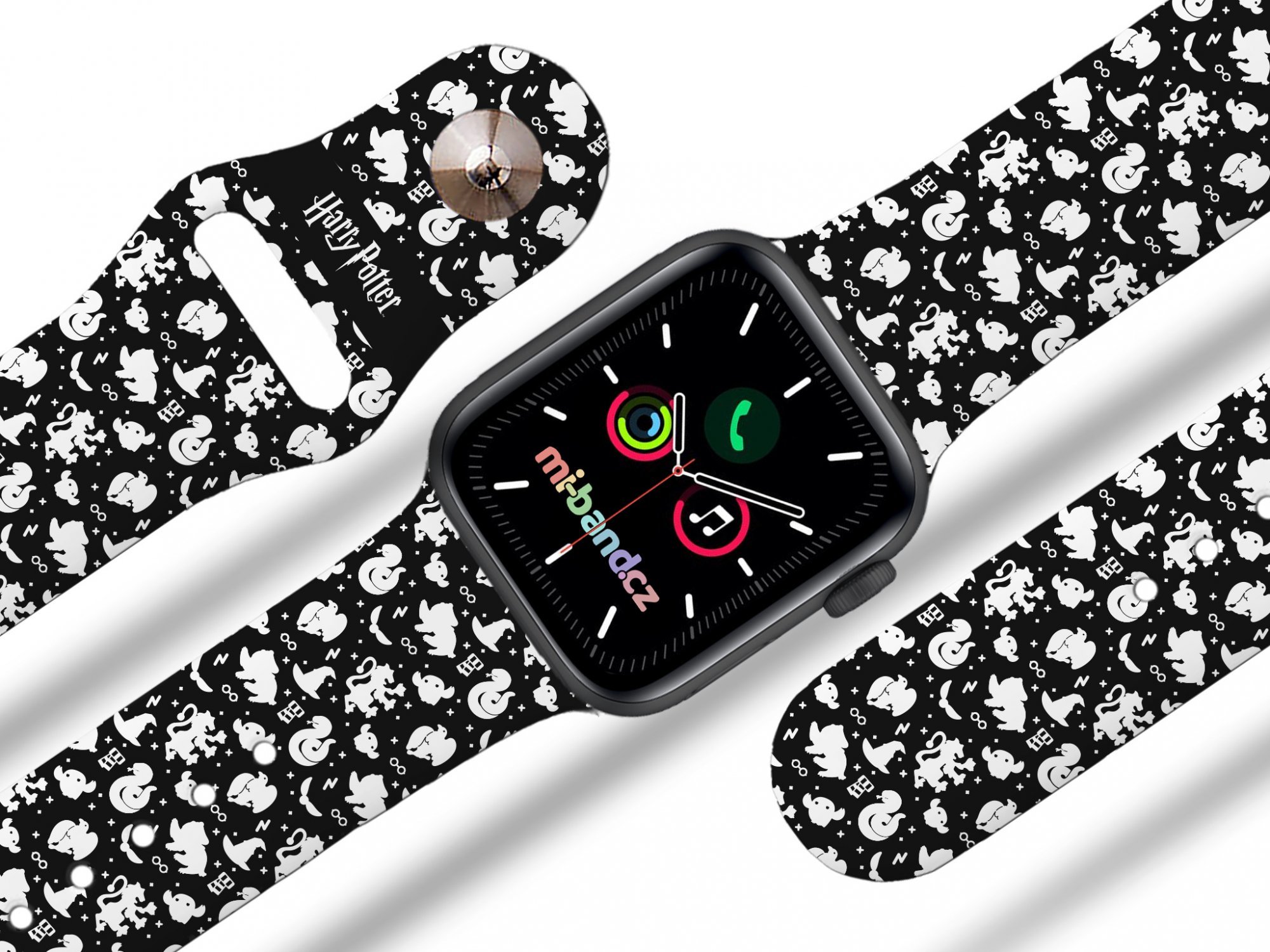 Miband Apple watch řemínek Harry Potter - Harry Potter charms 3 Rozměr: 42/44/45/46/49mm, barva pásku: černá
