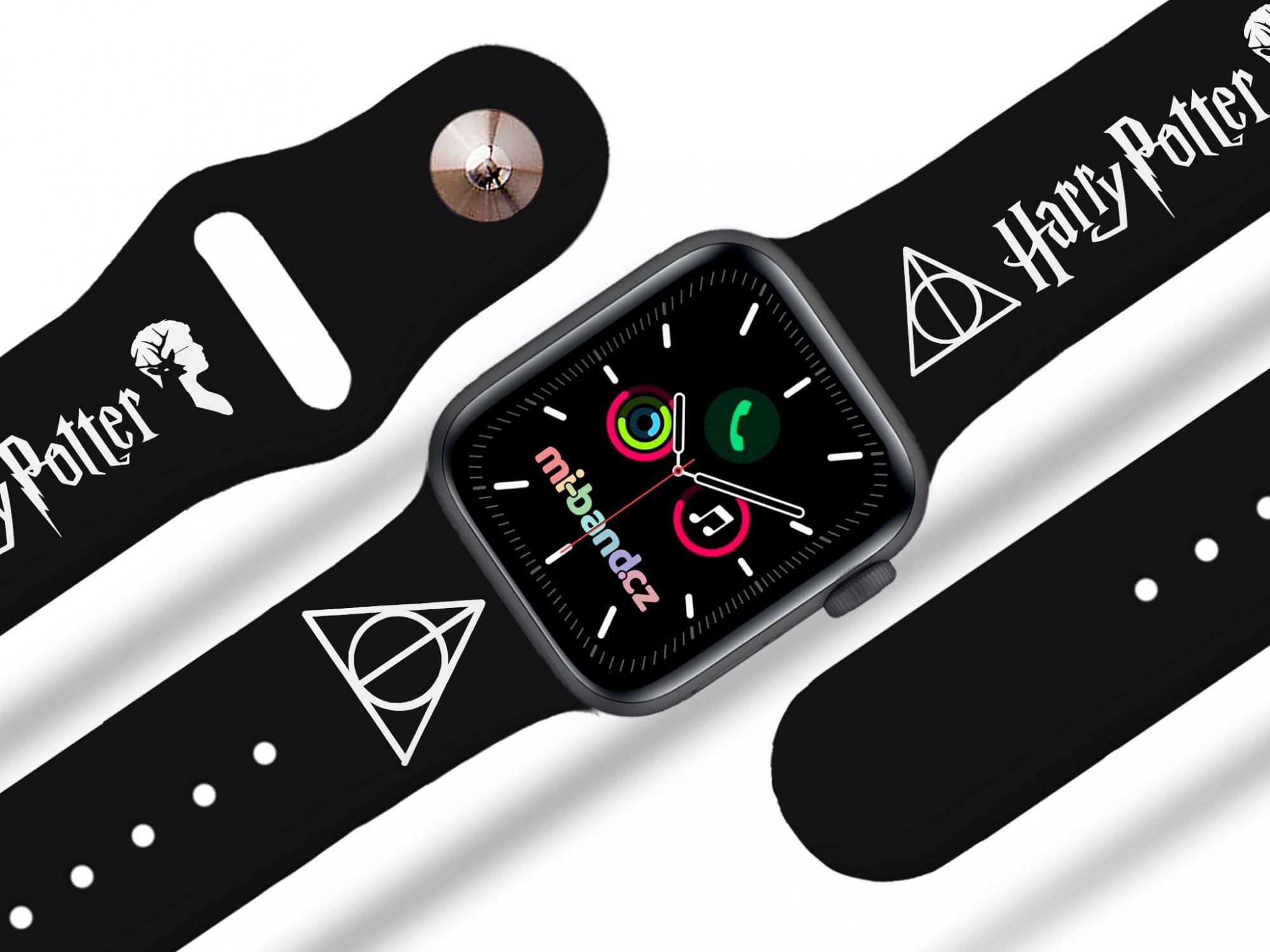 Miband Apple watch řemínek Harry Potter - Relikvie smrti 3 Rozměr: 42/44/45/46/49mm, barva pásku: černá