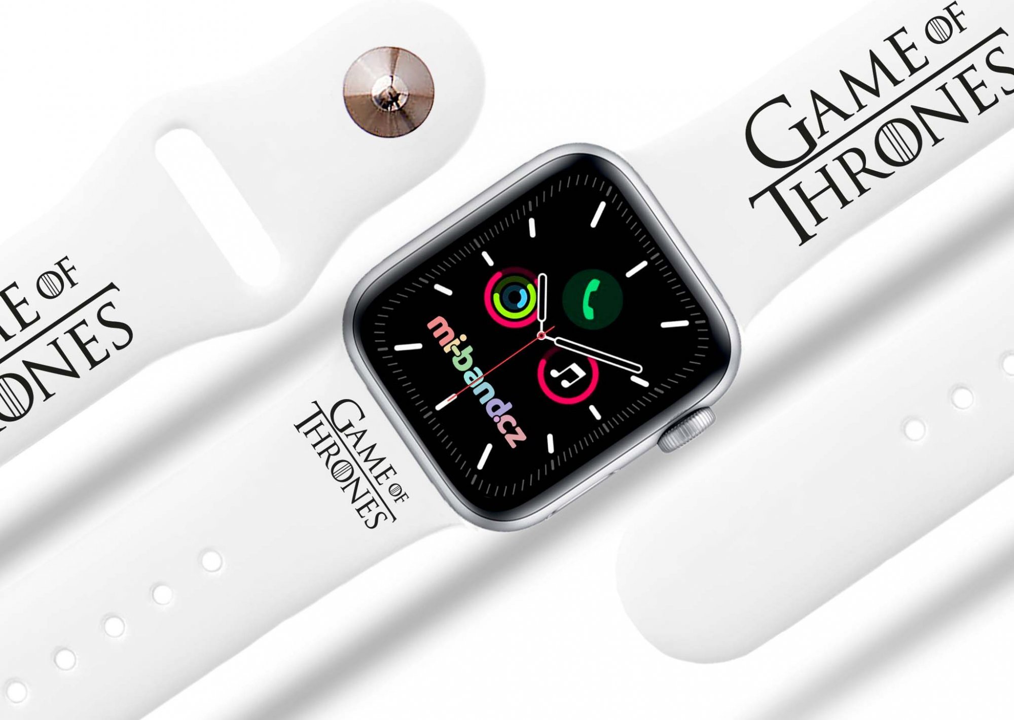 Miband Apple watch řemínek GOT - Logo Rozměr: 38/40/41/42(S10)mm, barva pásku: bílá