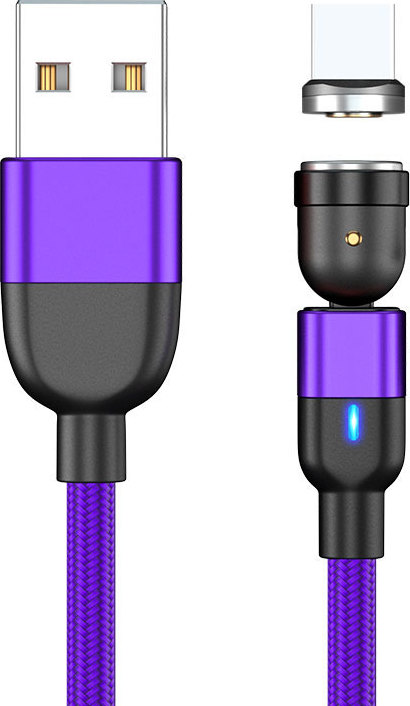 Magnetický nabíjecí kabel 3v1 (USB-C + Lightning + Micro USB) Barevná varianta: Fialová