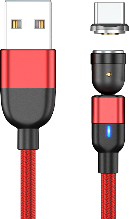 Magnetický nabíjecí kabel 3v1 (USB-C + Lightning + Micro USB) Barevná varianta: Červená