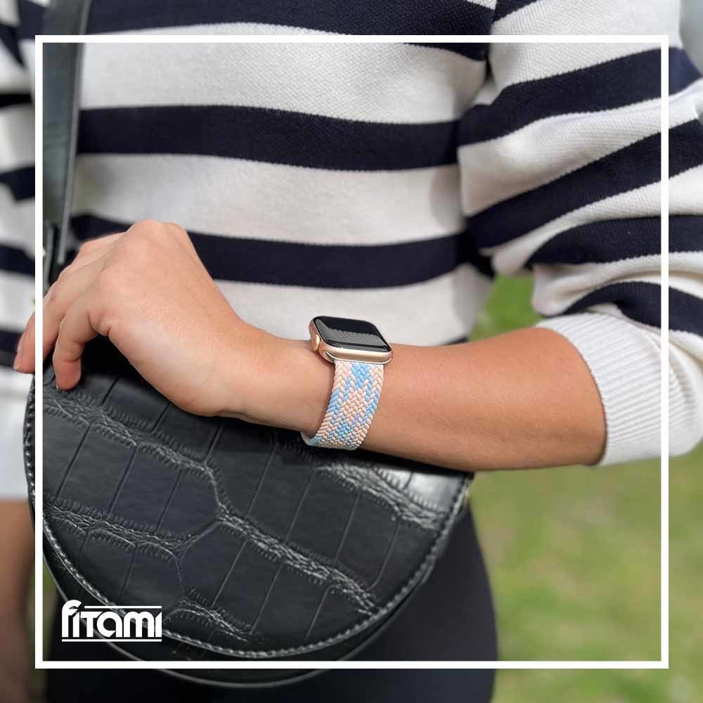 Fitami Pletený navlékací řemínek pro Apple Watch - Diamond Pink Barva: Světle růžová, Velikost: 42/44/45/49mm, Obvod zápěstí: M (střední obvod zápěstí)