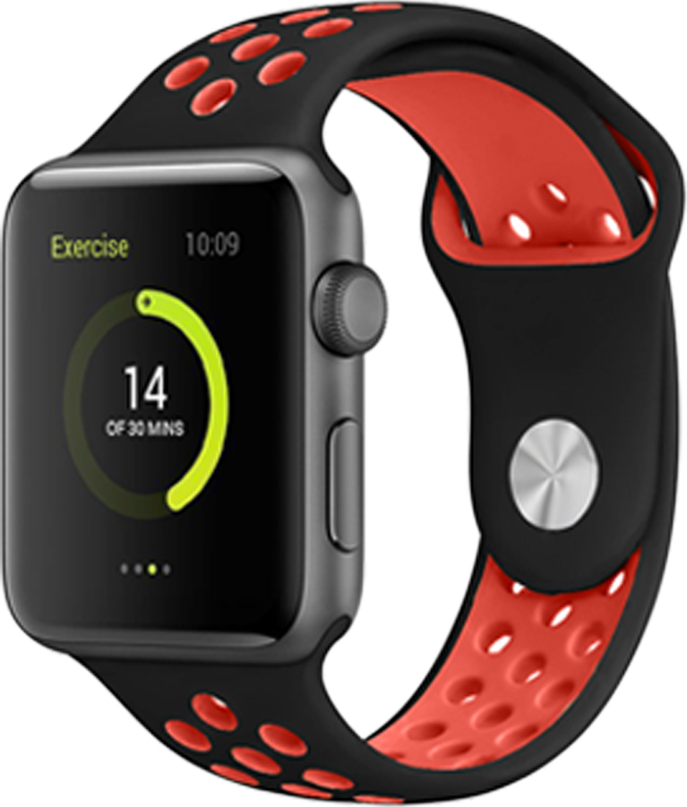 Perforovaný řemínek pro Apple Watch 42/44/45/46/49mm Barevná varianta: Černo-Červený