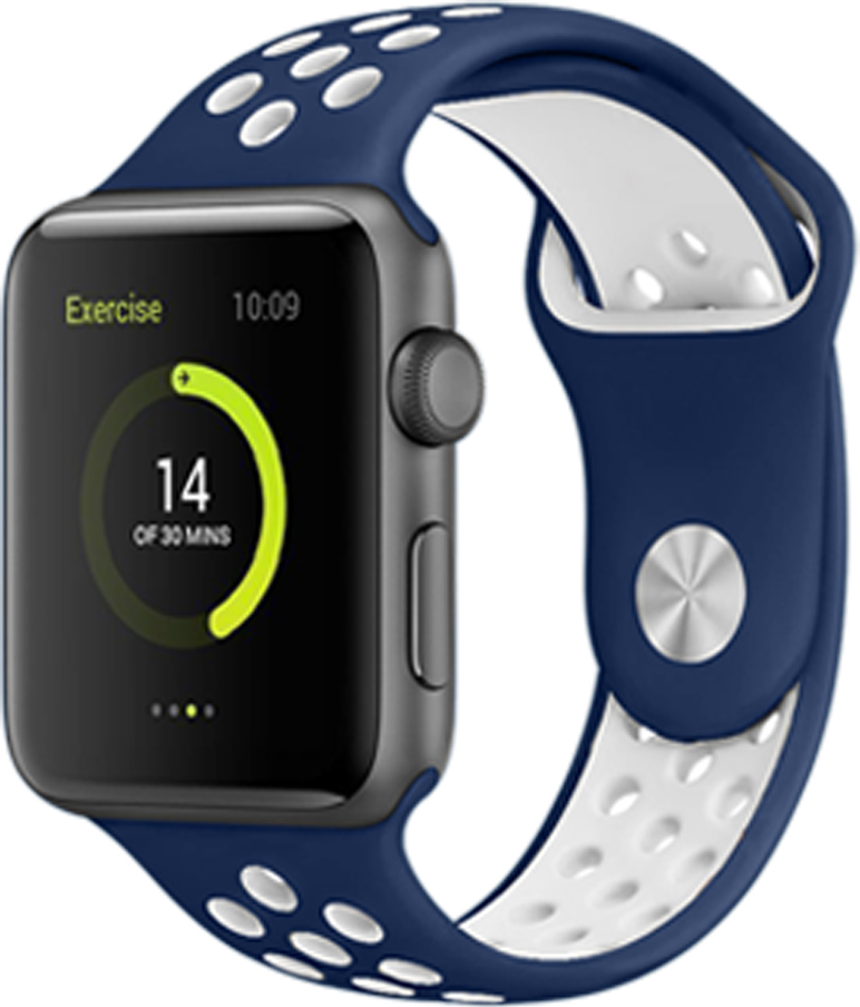 Perforovaný řemínek pro Apple Watch 42/44/45/46/49mm Barevná varianta: Tmavěmodro-Bílý