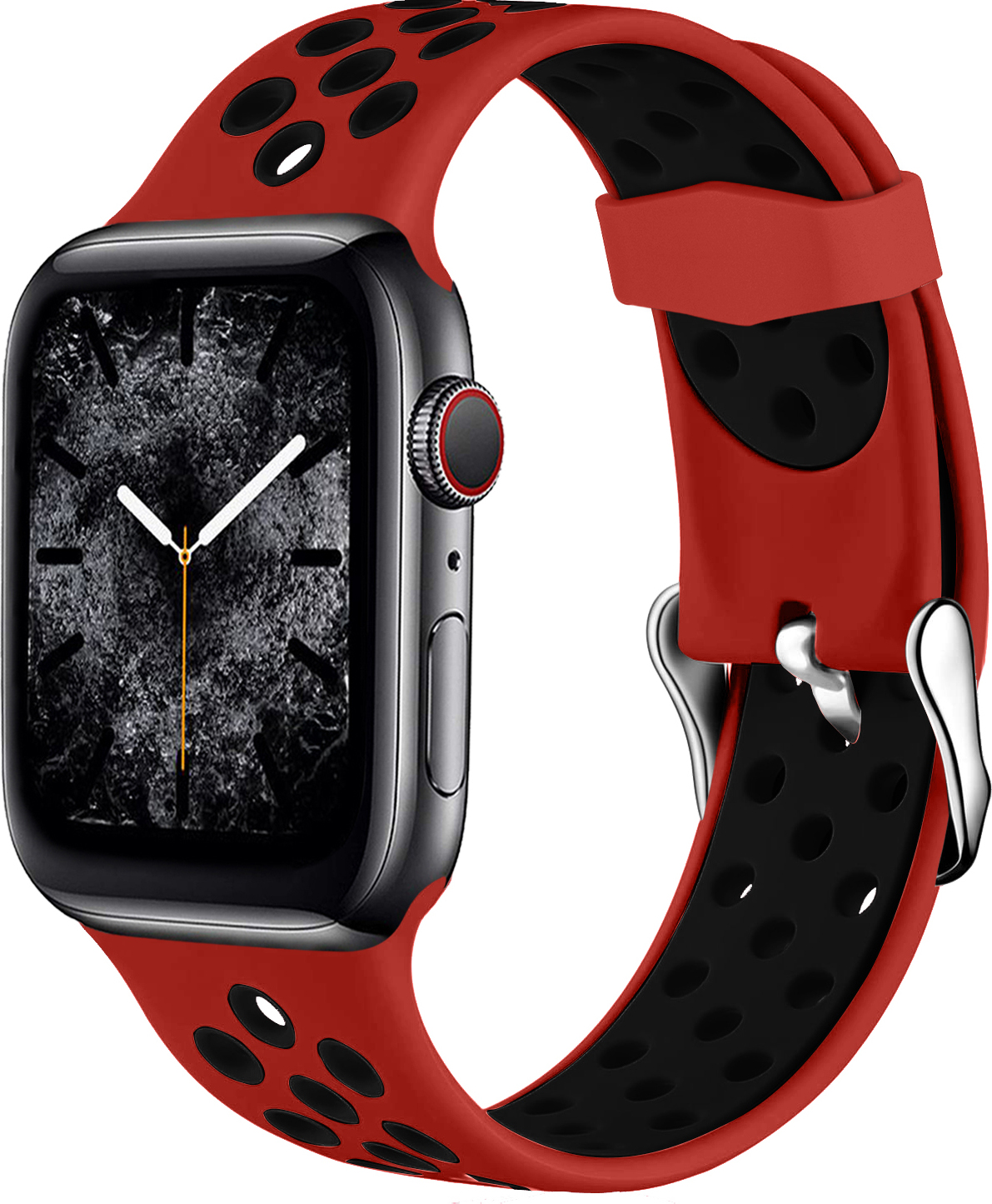 Perforovaný řemínek s přezkou pro Apple Watch 38/40/41/42(S10)mm Barevná varianta: Červeno-Černý