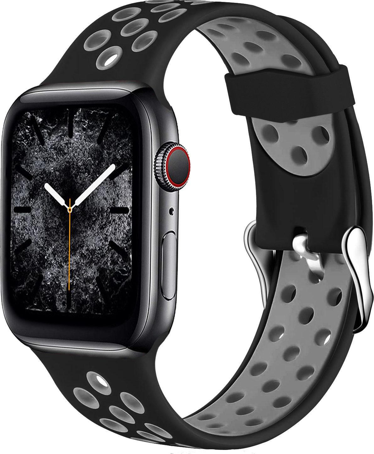 Perforovaný řemínek s přezkou pro Apple Watch 42/44/45/46/49mm Barevná varianta: Černo-Šedý