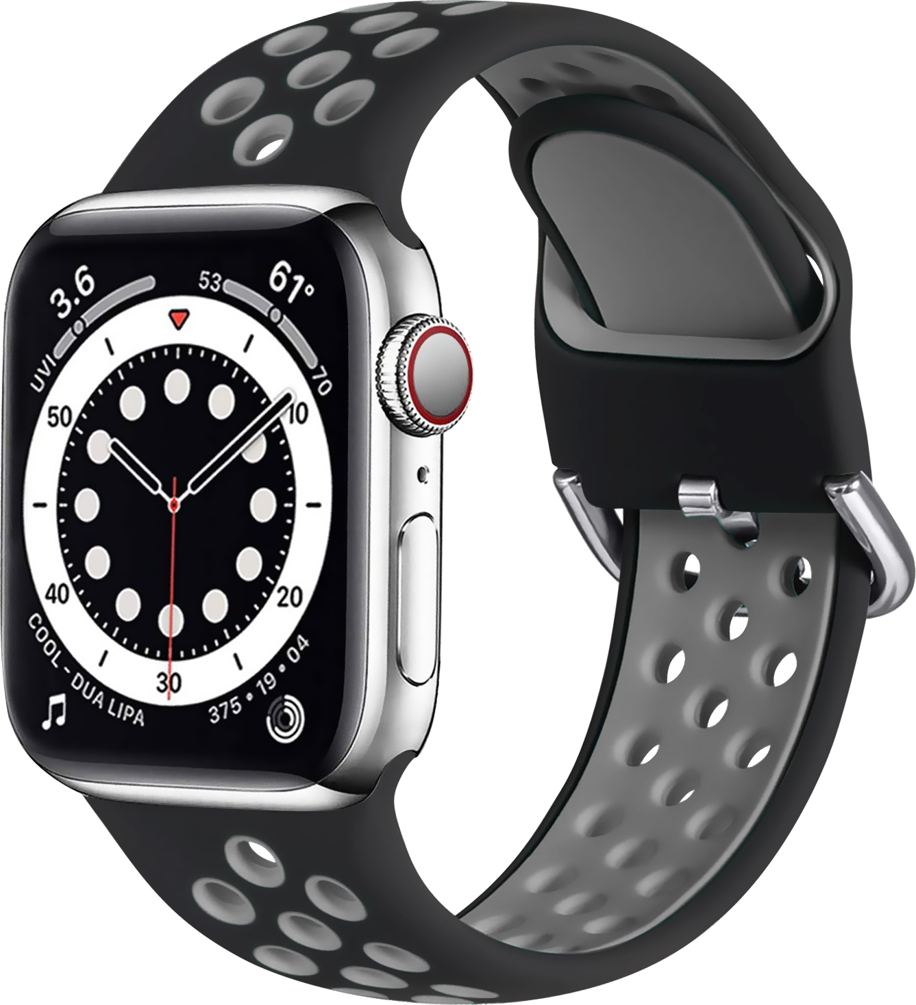 Dvoubarevný perforovaný řemínek s přezkou pro Apple Watch 42/44/45/46/49mm Barevná varianta: Černo-Šedý