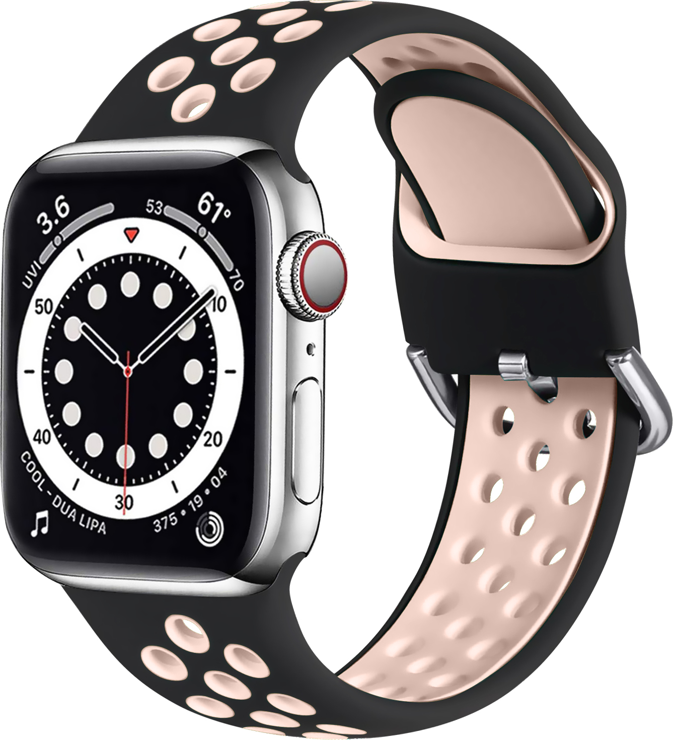 Dvoubarevný perforovaný řemínek s přezkou pro Apple Watch 42/44/45/46/49mm Barevná varianta: Černo-Růžový