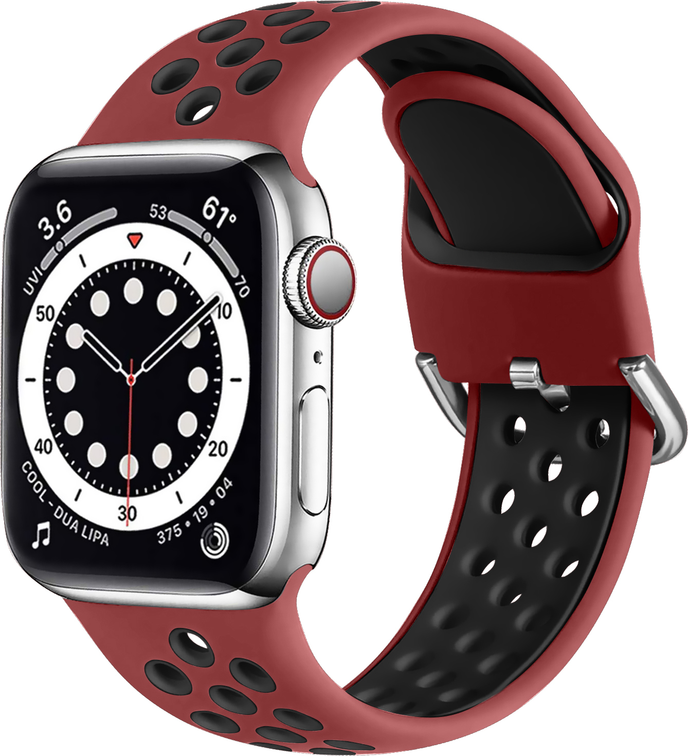 Dvoubarevný perforovaný řemínek s přezkou pro Apple Watch 42/44/45/46/49mm Barevná varianta: Červeno-Černý
