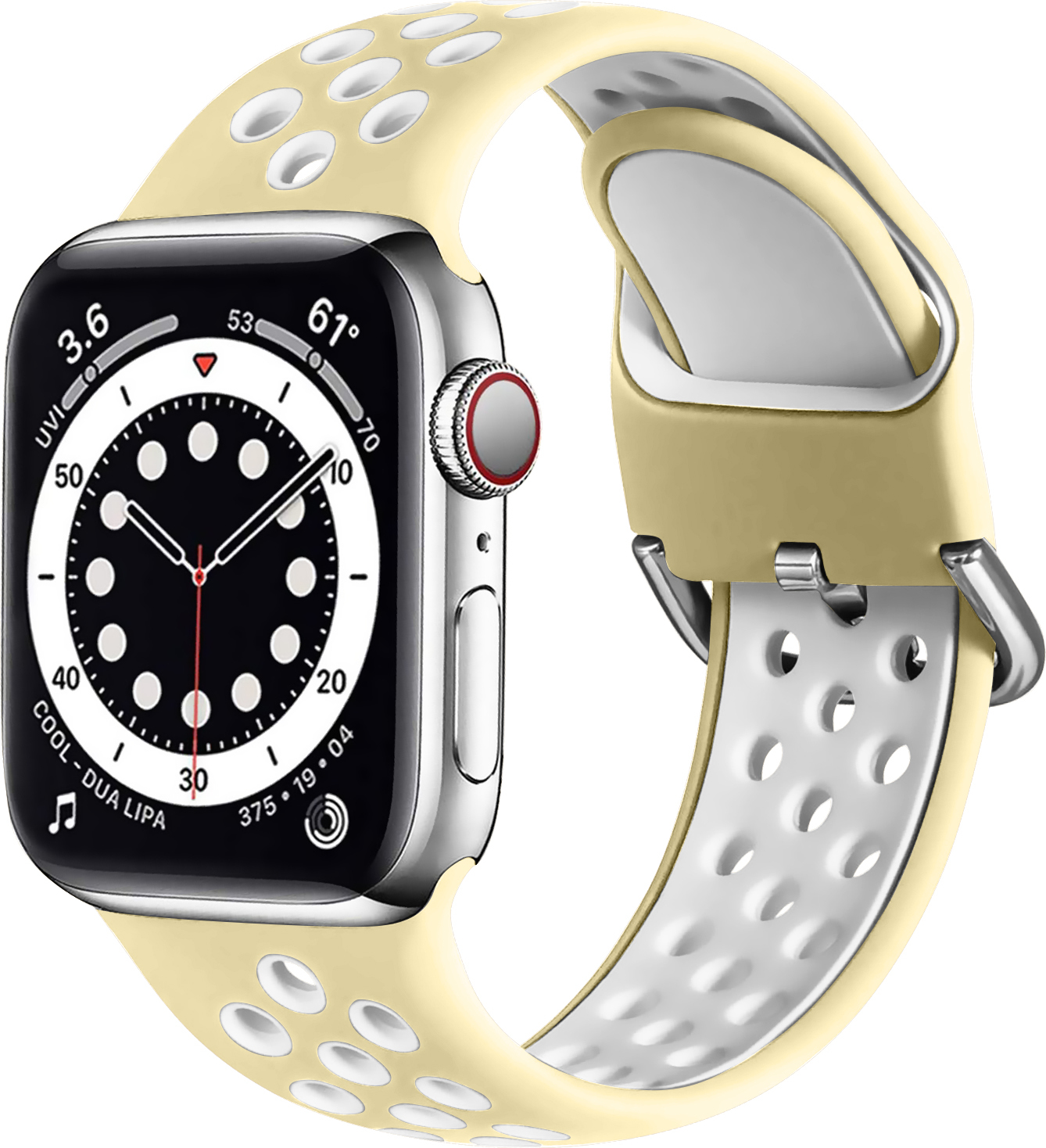 Dvoubarevný perforovaný řemínek s přezkou pro Apple Watch 42/44/45/46/49mm Barevná varianta: Žluto-Bílý