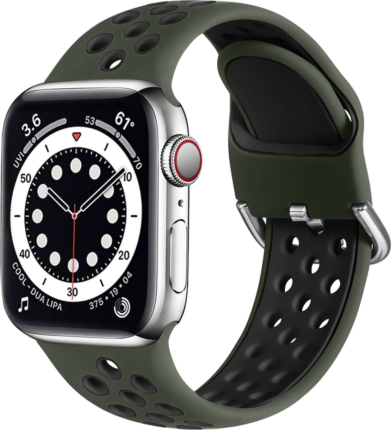 Dvoubarevný perforovaný řemínek s přezkou pro Apple Watch 38/40/41/42(S10)mm Barevná varianta: Khaki-černý