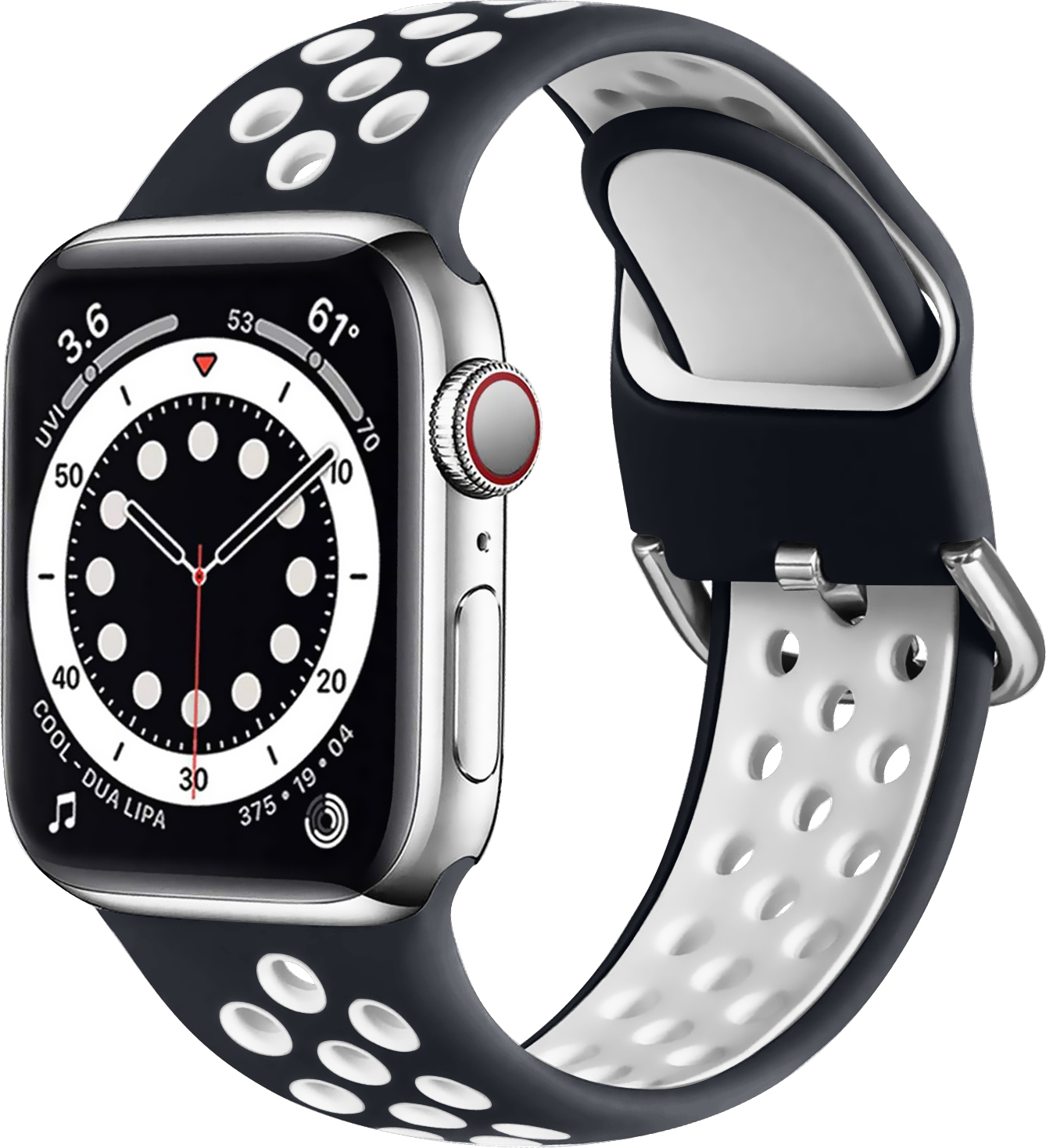 Dvoubarevný perforovaný řemínek s přezkou pro Apple Watch 38/40/41/42(S10)mm Barevná varianta: Černo-Bílý