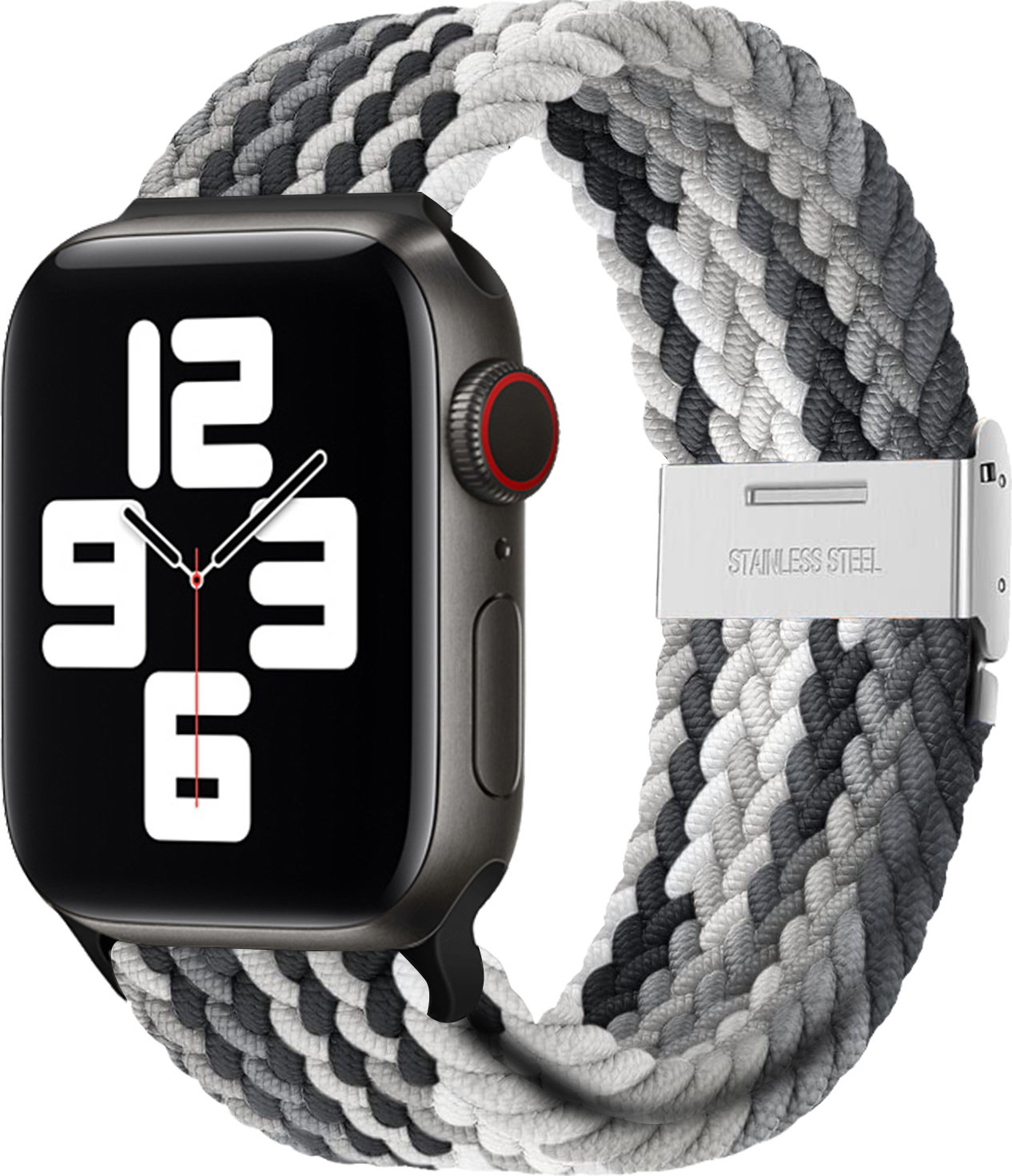 Pletený řemínek pro Apple Watch 38/40/41/42(S10)mm Barevná varianta: Černo-šedo-bílý